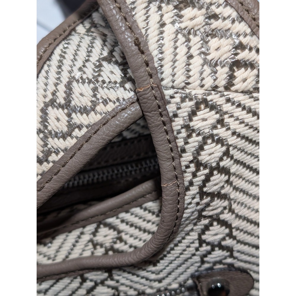 Simply Vera Verawang Brown And Tan Weave Pattern Fabric Sidekick Satchel - Picture 12 of 12